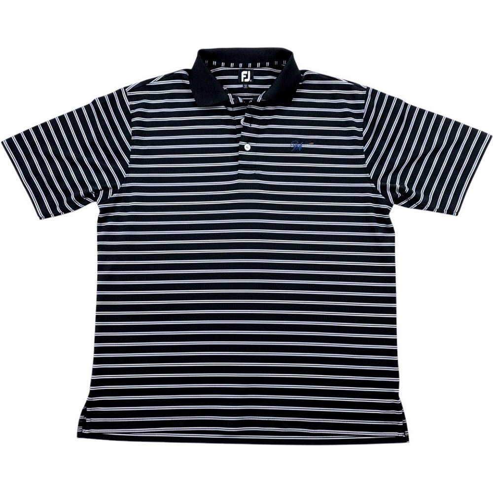 FootJoy FJ Golf Polo Shirt Men's XXL Black White Stripe Performance Short Sleeve